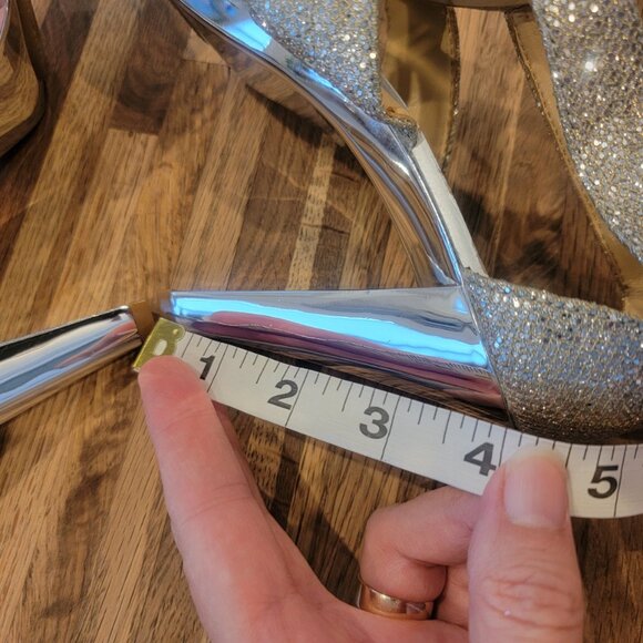 Michael Kors Berkley 4” High Heel Metallic Front Zip Sparkling Gladiator Sandals - Picture 9 of 13